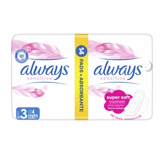 ALWAYS SENSITIVE DAMENBINDEN MIT FLÜGELN 3 NIGHT 14 STÜCK