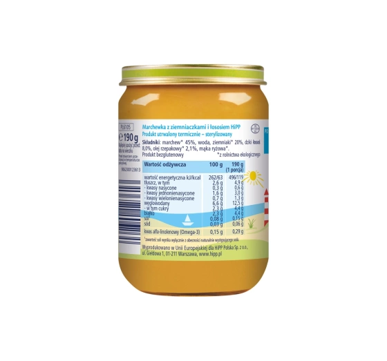 HiPP Bio Menü nach dem 5. Monat – Karotten mit Kartoffeln und Lachs 180g