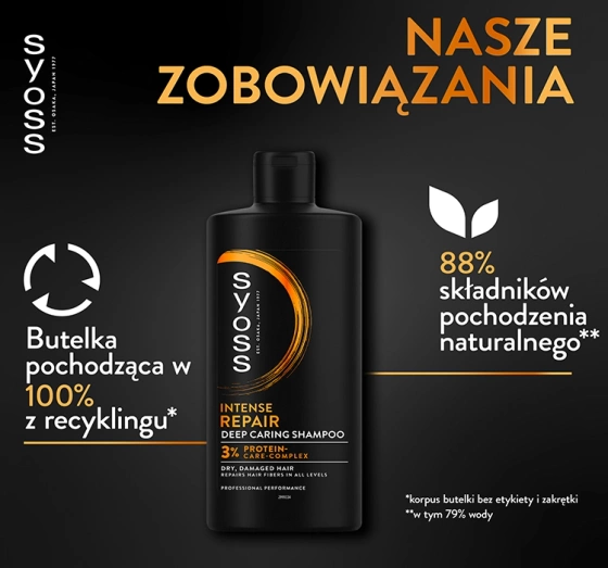 Kliknij na zdjęcie, aby je powiększyć SYOSS REPAIR SHAMPOO FÜR BESCHÄDIGTES UND TROCKENES HAAR 440ML