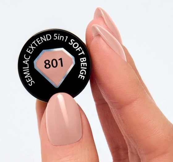 Kliknij na zdjęcie, aby je powiększyć SEMILAC EXTEND 5 IN 1 BASIS LACK TOP 801 SOFT BEIGE 7 ML