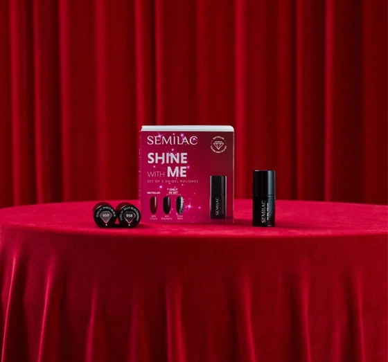 Semilac Shine With Me Hybrid-Set 592 Jelly Cherry 7 ml + 958 Jelly Blackberry 7 ml + 959 Disco Black 7 ml