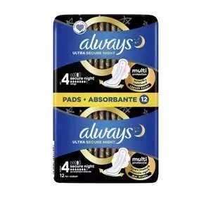 ALWAYS ULTRA DAMENBINDEN MIT FLÜGELN 4 SECURE NIGHT 12 STÜCK