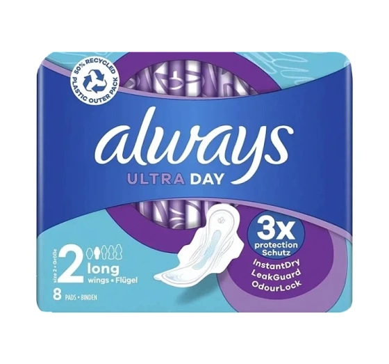 Kliknij na zdjęcie, aby je powiększyć Always Ultra Day Slipeinlagen mit Flügeln 2 Long 8 Stück