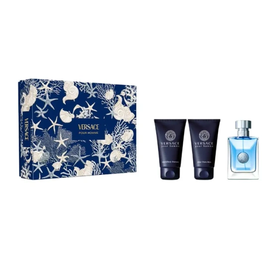 Kliknij na zdjęcie, aby je powiększyć VERSACE POUR HOMME EDT SPRAY 50ML + SHAMPOO 50ML + AFTER SHAVE LOTION 50ML SET