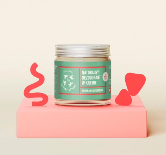 Kliknij na zdjęcie, aby je powiększyć MYDLARNIA CZTERY SZPAKI DEZENTES DEODORANT IN CREME ERDBEERE EISENKRAUT 60ML