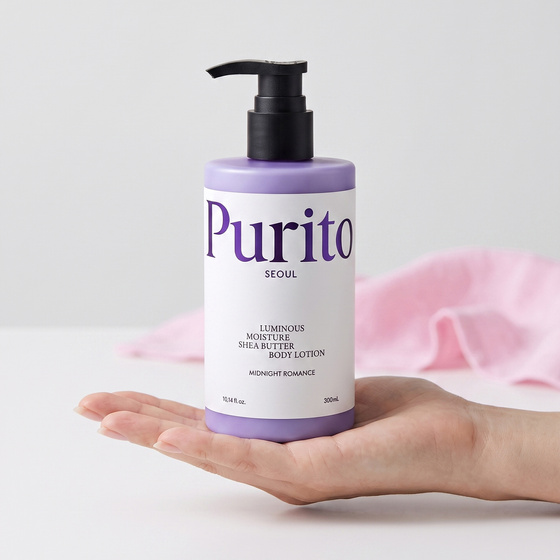 Kliknij na zdjęcie, aby je powiększyć Purito Luminous Moisture Shea Butter Body Lotion – feuchtigkeitsspendende Körperlotion Midnight Romance 300 ml