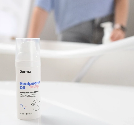 Kliknij na zdjęcie, aby je powiększyć DERMZ LABORATORIES HEALPSORIN BABY GEL-ÖL FÜR KINDER UND SÄUGLINGE 50ML