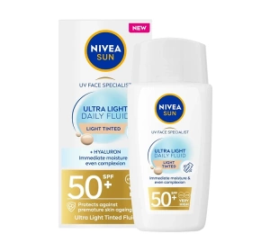 NIVEA SUN Ultra Light Daily Fluid Sonnenschutzcreme mit Pigmenten SPF50+ Light Tinted 40ml