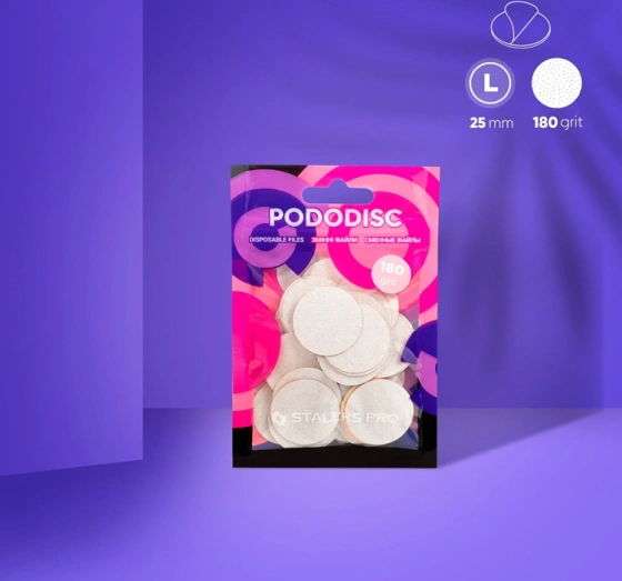 Staleks Pro Pododisc Austauschbare Schleifpads für Pododisc L/25 mm 180 grit 50 Stück