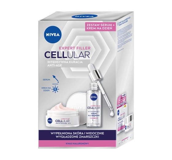 Kliknij na zdjęcie, aby je powiększyć NIVEA CELLULAR EXPERT FILLER KOSMETIKSET ZUR PFLEGE SERUM 30ML + CREME 50ML