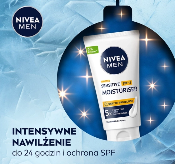 Kliknij na zdjęcie, aby je powiększyć NIVEA MEN Feel Protected Sensitive Trio Geschenkset für Männer Duschgel + Gesichtswaschgel + Gesichtscreme SPF15