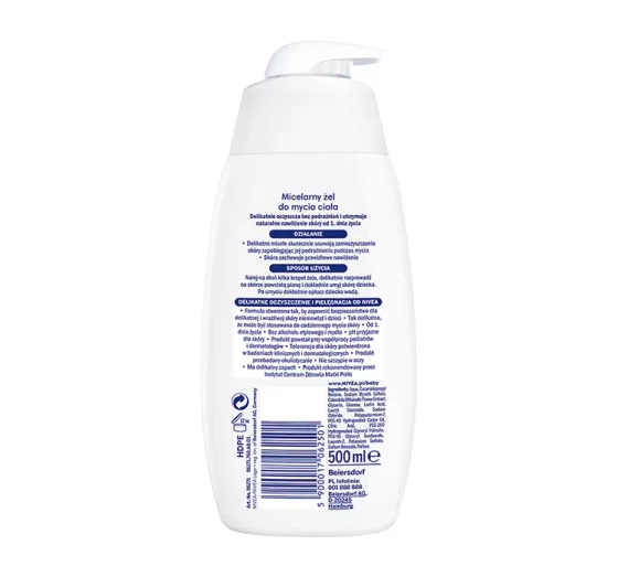 Kliknij na zdjęcie, aby je powiększyć NIVEA BABY MIZELLARES KÖRPERGEL FÜR KINDER AB DEM ERSTEN LEBENSTAG 500ML
