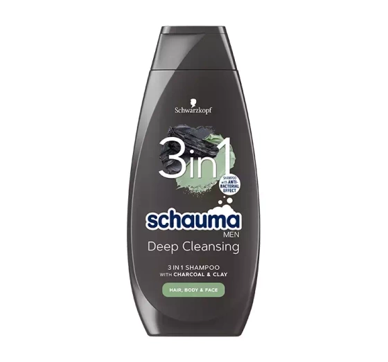 Kliknij na zdjęcie, aby je powiększyć SCHAUMA MEN DEEP CLEANSING 3IN1 SHAMPOO FÜR HAARE KÖRPER UND GESICHT 400ML