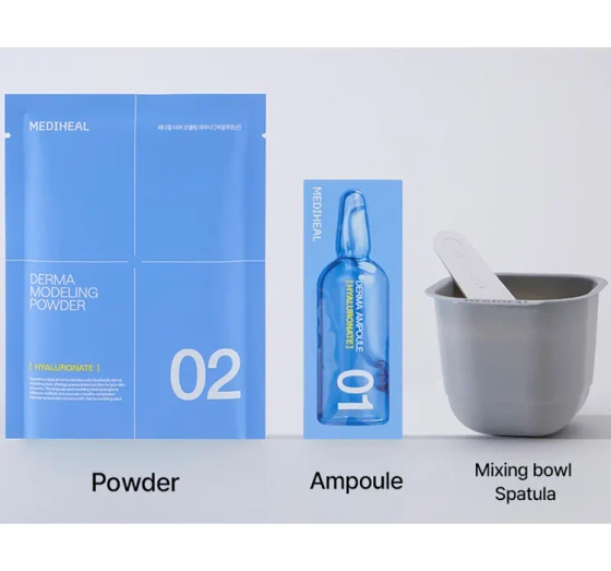 Kliknij na zdjęcie, aby je powiększyć Mediheal Derma Modeling Pack Hyaluronate Moisture Gesichtspflege-Set Algenmaske 28 g + Serum 2 ml
