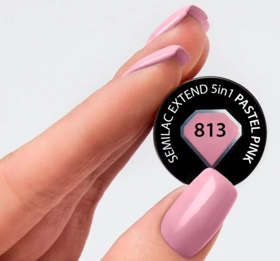 Kliknij na zdjęcie, aby je powiększyć SEMILAC EXTEND 5 IN 1 BASIS LACK TOP 813 PASTEL PINK 7 ML