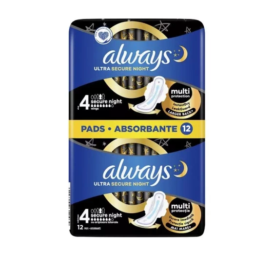 ALWAYS ULTRA DAMENBINDEN MIT FLÜGELN 4 SECURE NIGHT 12 STÜCK
