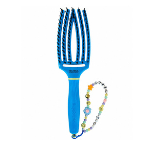 Olivia Garden Fingerbrush Inner Child Haarbürste mit gemischten Borsten in Turbo Blue + Anhänger