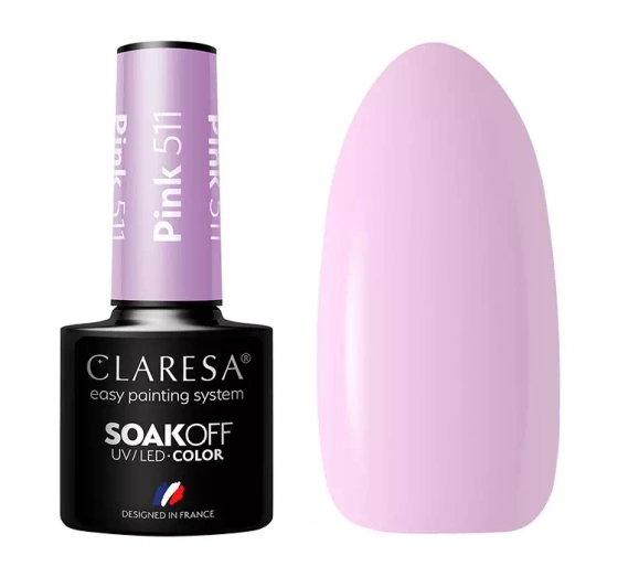 Kliknij na zdjęcie, aby je powiększyć CLARESA SOAK OFF HYBRIDLACK PINK 511 5ML