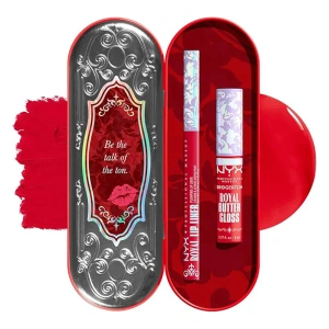 NYX Professional Makeup Bridgerton Royal Treasures Lip Kit 04 Lippen-Make-up-Set Royal Butter Gloss Rouge Romance 8 ml + Royal Lip Liner Flirt Alert 0,33 g