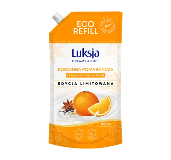 LUKSJA CREAMY & SOFT FLÜSSIGSEIFE WÜRZIGE ORANGE REFILL 900ML