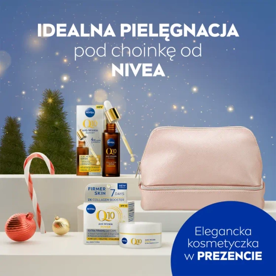 Kliknij na zdjęcie, aby je powiększyć NIVEA Q10 Elegance Gesichtspflegeset Tagescreme SPF15 + Serum + Kosmetiktasche