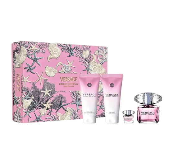 Kliknij na zdjęcie, aby je powiększyć VERSACE BRIGHT CRYSTAL EDT SPRAY 90ML + 5ML + SG 100ML + BL 100ML SET
