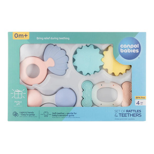Canpol Babies Set mit Rasseln und Beißringen für Kinder, 4-teilig