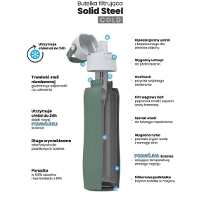 Dafi Solid Steel Cold Thermische Filterflasche mit Aktivkohlefilter 0,5 l Grün