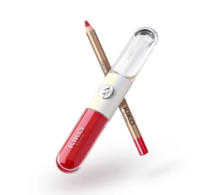 KIKO Milano Snow-Kissed Holiday My Perfect Combo Geschenkset für Lippen-Make-up 03 Lippenstift Unlimited Double Touch 107 6 ml + Lipliner Creamy Colour 13 1,2 g + Kosmetiktasche