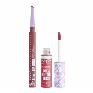 NYX Professional Makeup Bridgerton Royal Treasures Lip Kit 01 Lippen-Make-up-Set Royal Butter Gloss Peony Passion 8 ml + Royal Lip Liner Cupid's Secret 0,33 g