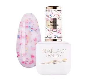 NAILAC GLAMMY BASE GUMMI BASIS MILK & CONFETTI 7ML