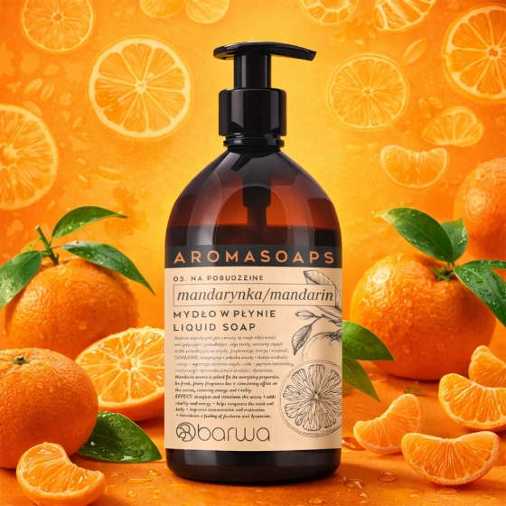 Barwa Aromasoaps Belebende Flüssigseife für Hände und Körper Mandarine 500 ml