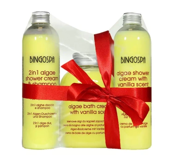 BINGOSPA SET ALGEN MIT VANILLE DUFT DUSCHGEL + BADESCHAUM + 2IN1 SHAMPOO UND DUSCHGEL