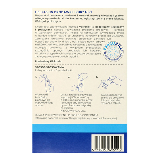 Kliknij na zdjęcie, aby je powiększyć Help4skin Warzen und Plaketten – Präparat zur Entfernung von Warzen und Plaketten mittels Kryotherapie, 50 ml