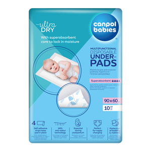 Canpol Babies Ultra Dry – multifunktionale Einweg-Hygieneunterlagen, 90 x 60 cm, 10 Stück