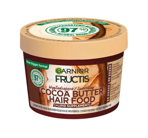 Kliknij na zdjęcie, aby je powiększyć GARNIER FRUCTIS HAIR FOOD COCOA BUTTER GLÄTTENDE MASKE FÜR WIDERSPENSTIGES HAAR 400ML