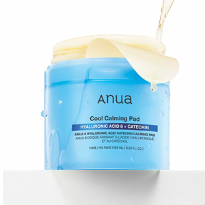 Anua Hyaluronic Acid 8 + Catechin Cool Calming Pad – beruhigende Gesichtspads mit Hyaluronsäure, 110 Stück