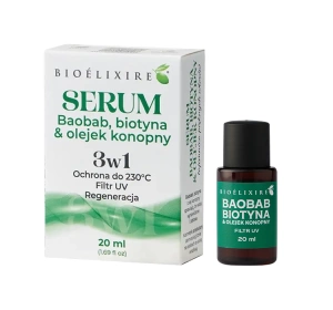 BIOELIXIRE HAARSERUM MIT BAOBAB-ÖL, BIOTIN, HANFÖL UND UV-FILTER 20ML