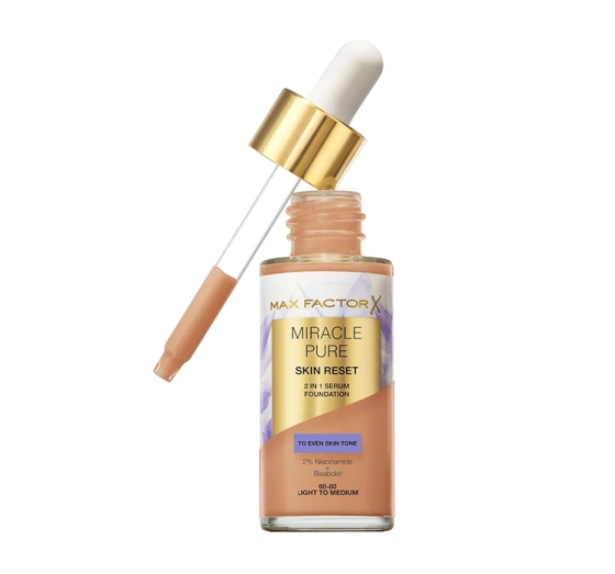 Kliknij na zdjęcie, aby je powiększyć Max Factor Miracle Pure Skin Reset Foundation-Serum 60-80 Light to Medium 30ml