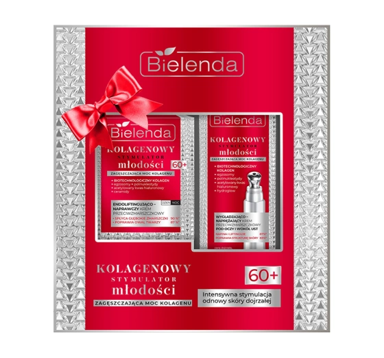 Kliknij na zdjęcie, aby je powiększyć Bielenda Kolagenowy Stymulator Młodości Geschenkset Anti-Falten-Creme 60+ 50 ml + Anti-Falten-Creme für Augen- und Lippenpartie 15 ml