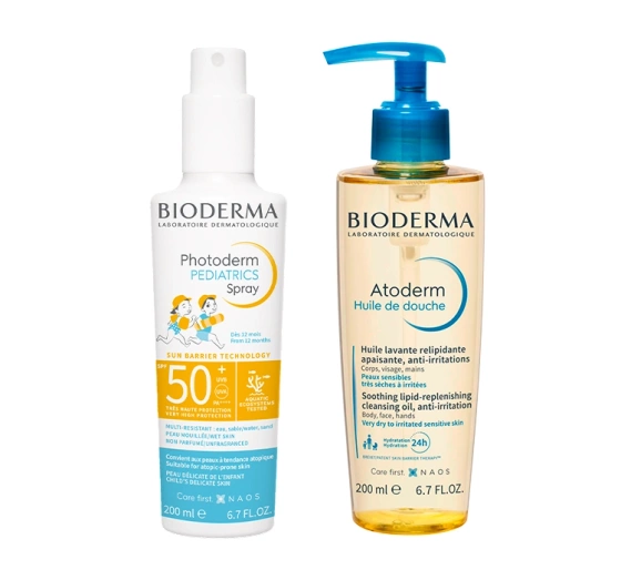 Bioderma Dermokosmetik-Set für Kinder Schutzspray + Badeöl