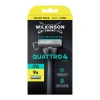 Wilkinson Sword Quattro 4 Rasierer für Männer, Griff + 9 Klingen