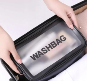 WASH BAG SET BLACK 3 KOSMETIKTASCHEN SET SCHWARZ