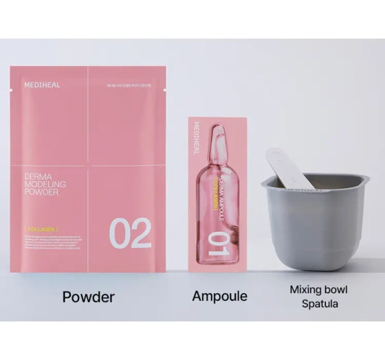 Kliknij na zdjęcie, aby je powiększyć Mediheal Derma Modeling Pack Collagen Firming Gesichtspflege-Set Algenmaske 28 g + Serum 2 ml