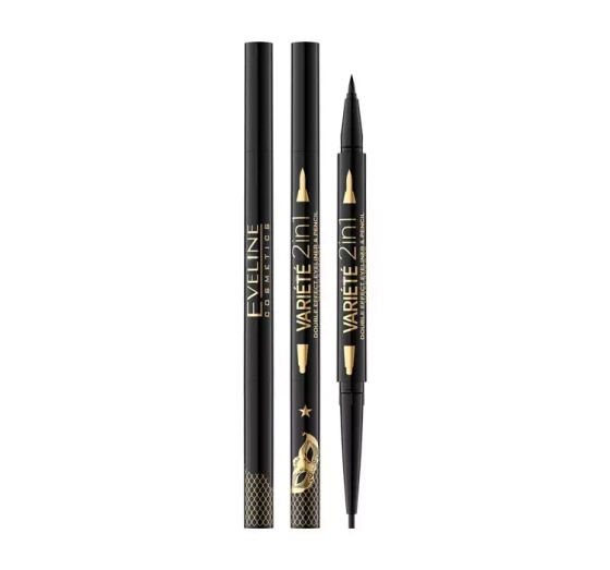 Kliknij na zdjęcie, aby je powiększyć EVELINE VARIETE 2IN1 DOUBLE EFFECT WASSERFESTER EYELINERU UND AUGENSTIFT ULTRA BLACK