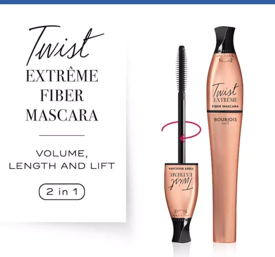 Kliknij na zdjęcie, aby je powiększyć BOURJOIS TWIST EXTREME FIBER WIMPERNTUSCHE 24 BLACK 8ML