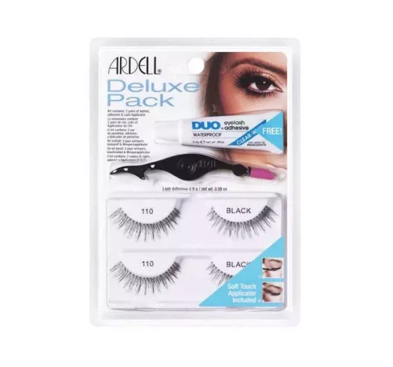 Kliknij na zdjęcie, aby je powiększyć ARDELL DELUXE PACK SET KÜNSTLICHE WIMPERN 2 PAAR 110 BLACK + KLEBER + APPLIKATOR