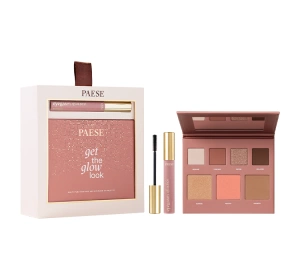 Paese Double Glow Look Make-up-Geschenkset Wimperntusche 2in1 Eyegasm Double Serum Mascara 9 ml + Palette Get The Glow Look 16 g