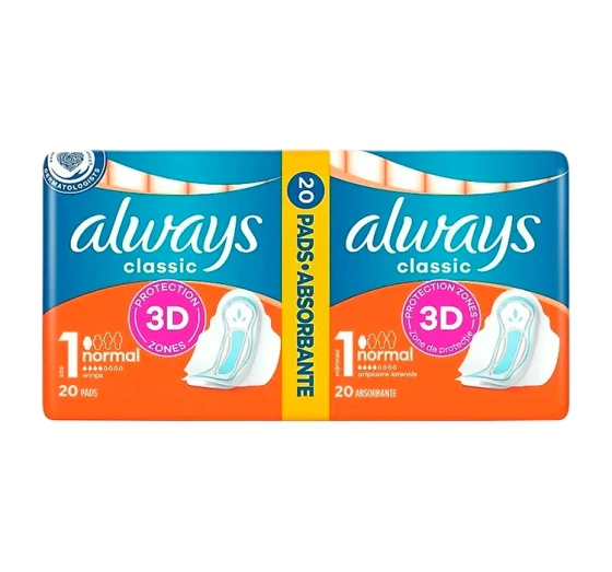Always Classic Hygienebinden mit Flügeln 1 Normal 20 Stück