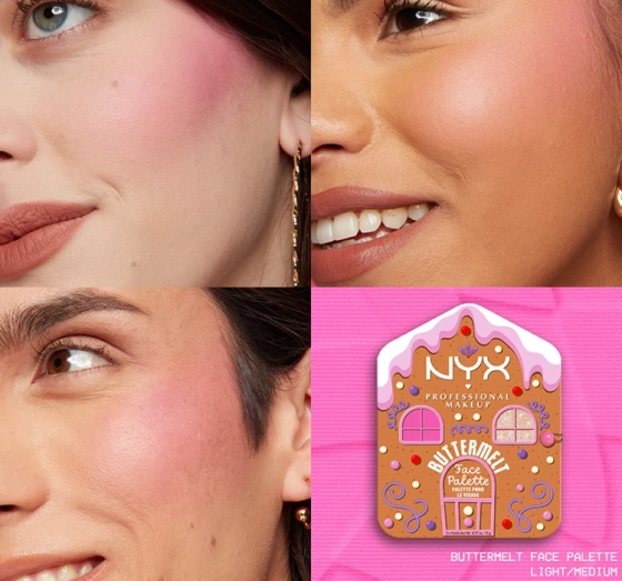 Kliknij na zdjęcie, aby je powiększyć NYX Professional Makeup Buttermelt Face Palette Mulled And Merry Konturierpalette für das Gesicht Light/Medium 2 x 5 g